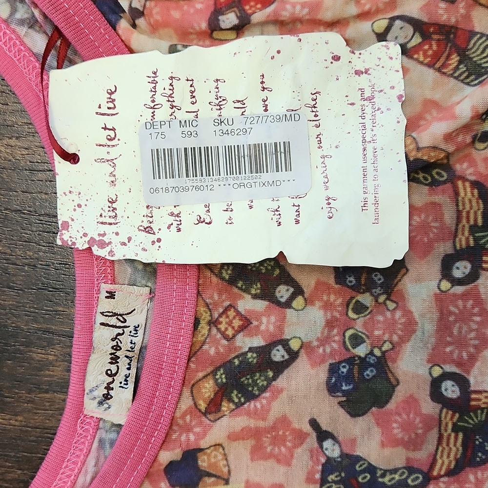nwt ONE WORLD Geisha kaleidoscope tank M Asian print multicolor lightweight top - Picture 3 of 4